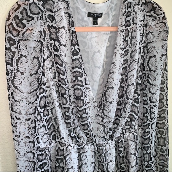 Express Snakeskin Print Surplice Blouse - Picture 3 of 13